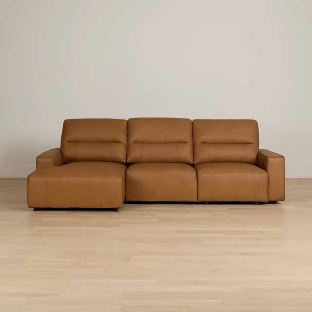 Rudy Brown Lthr/vinyl Left Power Extension Chaise Sectional