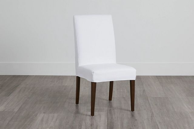 Harbor White Short Slipcover Chair With Medium-tone Leg