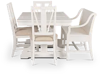 Heron Cove White Trestle Table, 4 Chairs & Bench