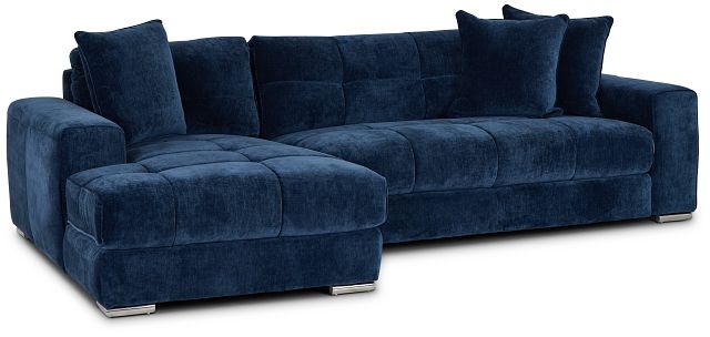 Brielle Blue Fabric Left Chaise Sectional