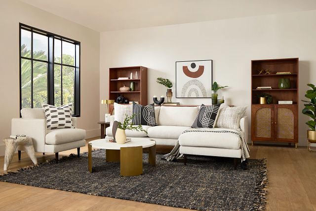 Easton Light Beige Fabric Right Chaise Sectional