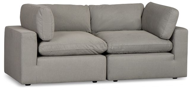 Grant Light Gray Fabric 2-piece Modular Sofa