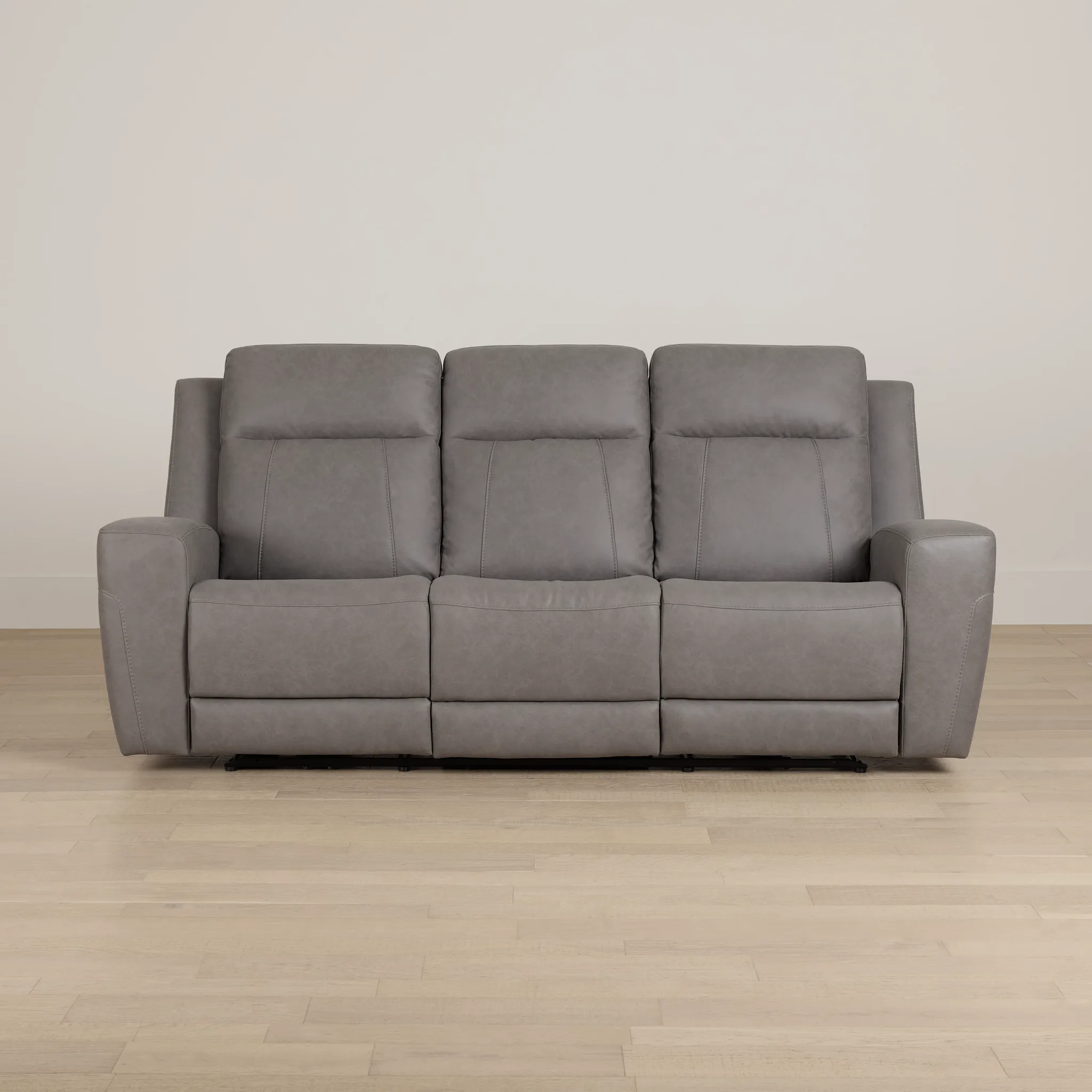 Colton Light Gray Micro Power Reclining Sofa W/ Power Headrest