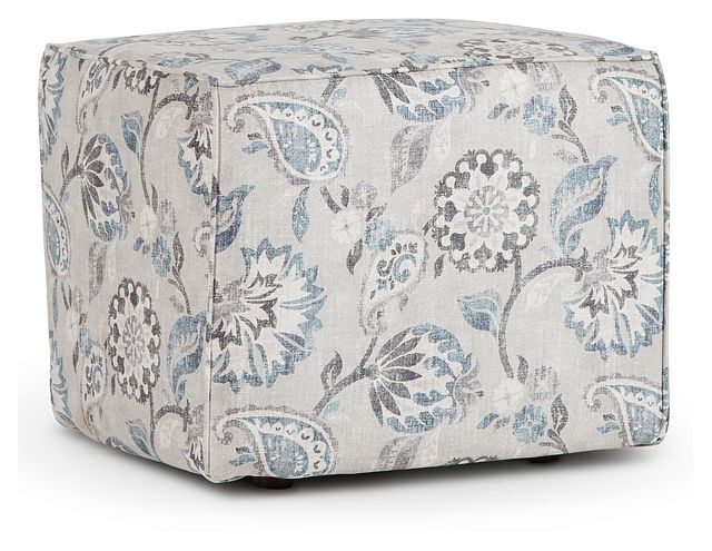 Sylvie Blue Fabric Accent Pouf