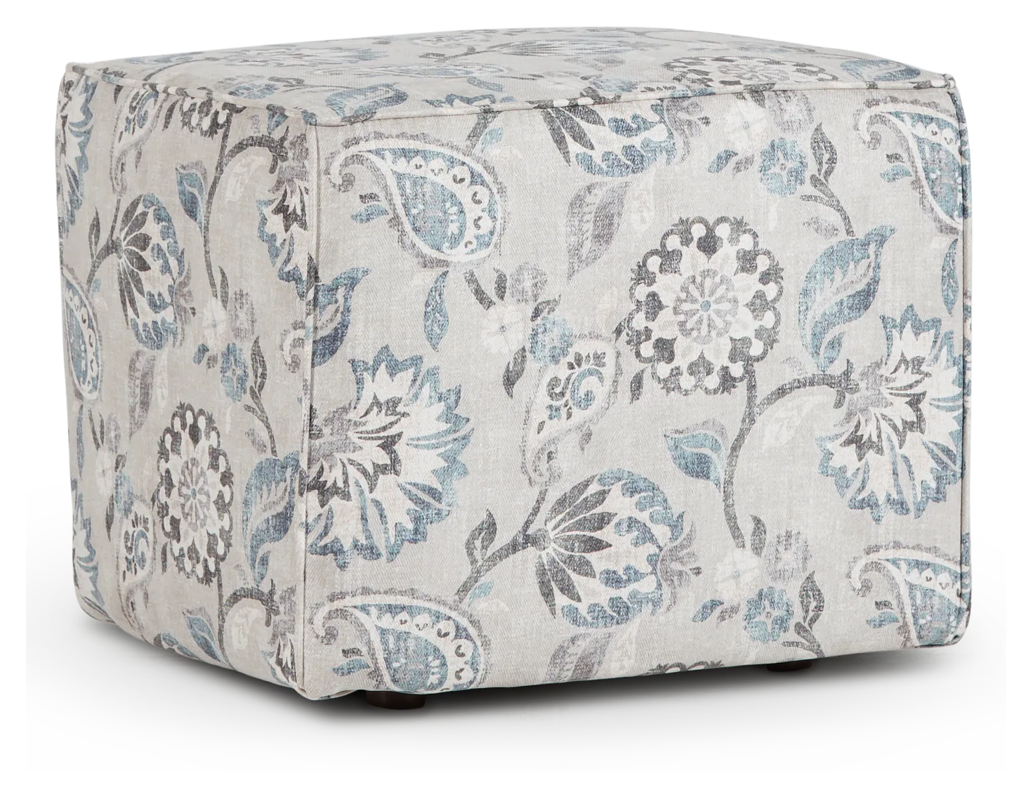 Sylvie Blue Fabric Accent Pouf