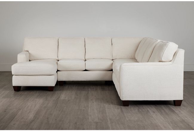 Andie White Fabric Large Left Chaise Sectional