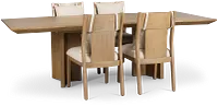 Pasadena Light Tone Rectangular Table & 4 Upholstered Chairs