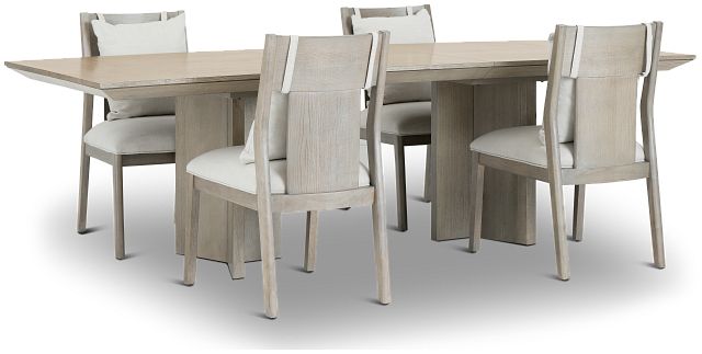 Pasadena Light Tone Rectangular Table & 4 Upholstered Chairs (1)