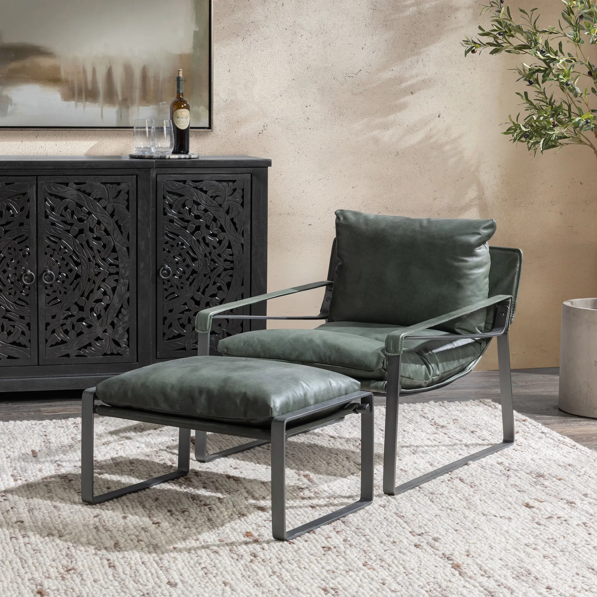 Times Green Leather Accent Chair Times Green Leather Accent Chair