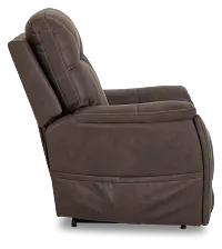 Akron Dark Brown Micro Power Lift Recliner With Power Lumbar