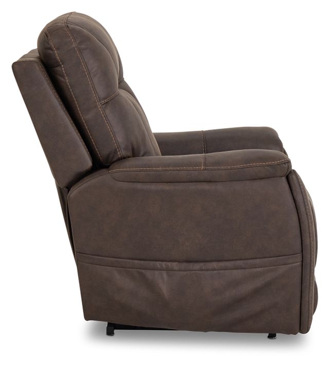 Akron Dark Brown Micro Power Lift Recliner With Power Lumbar