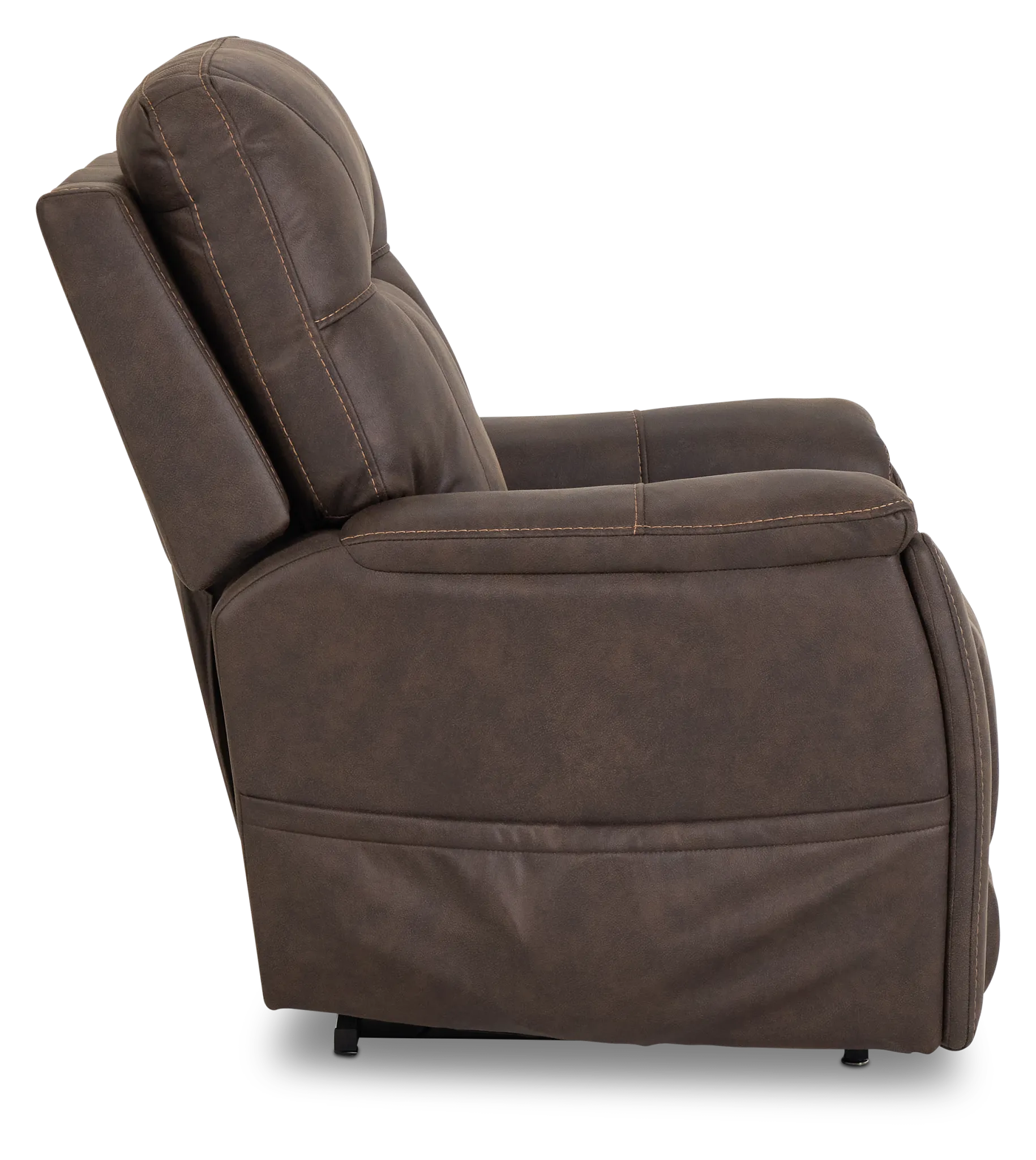 Akron Dark Brown Micro Power Lift Recliner With Power Lumbar