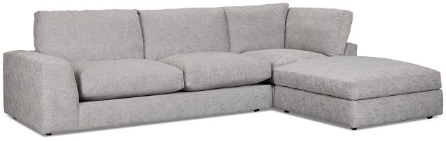 Calista Pewter Fabric Small Right Bumper Sectional