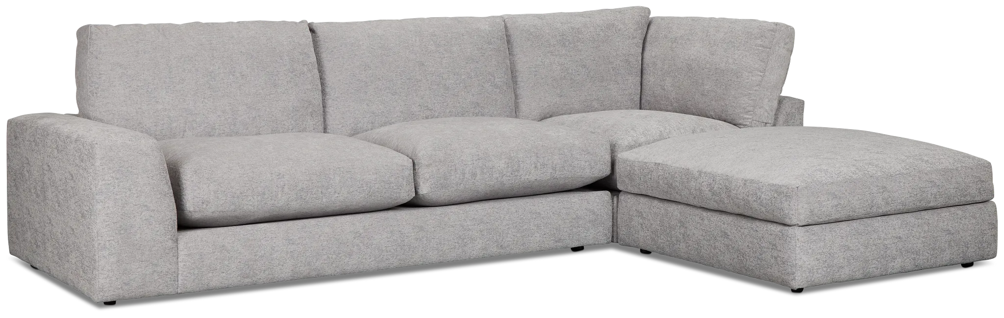 Calista Pewter Fabric Small Right Bumper Sectional