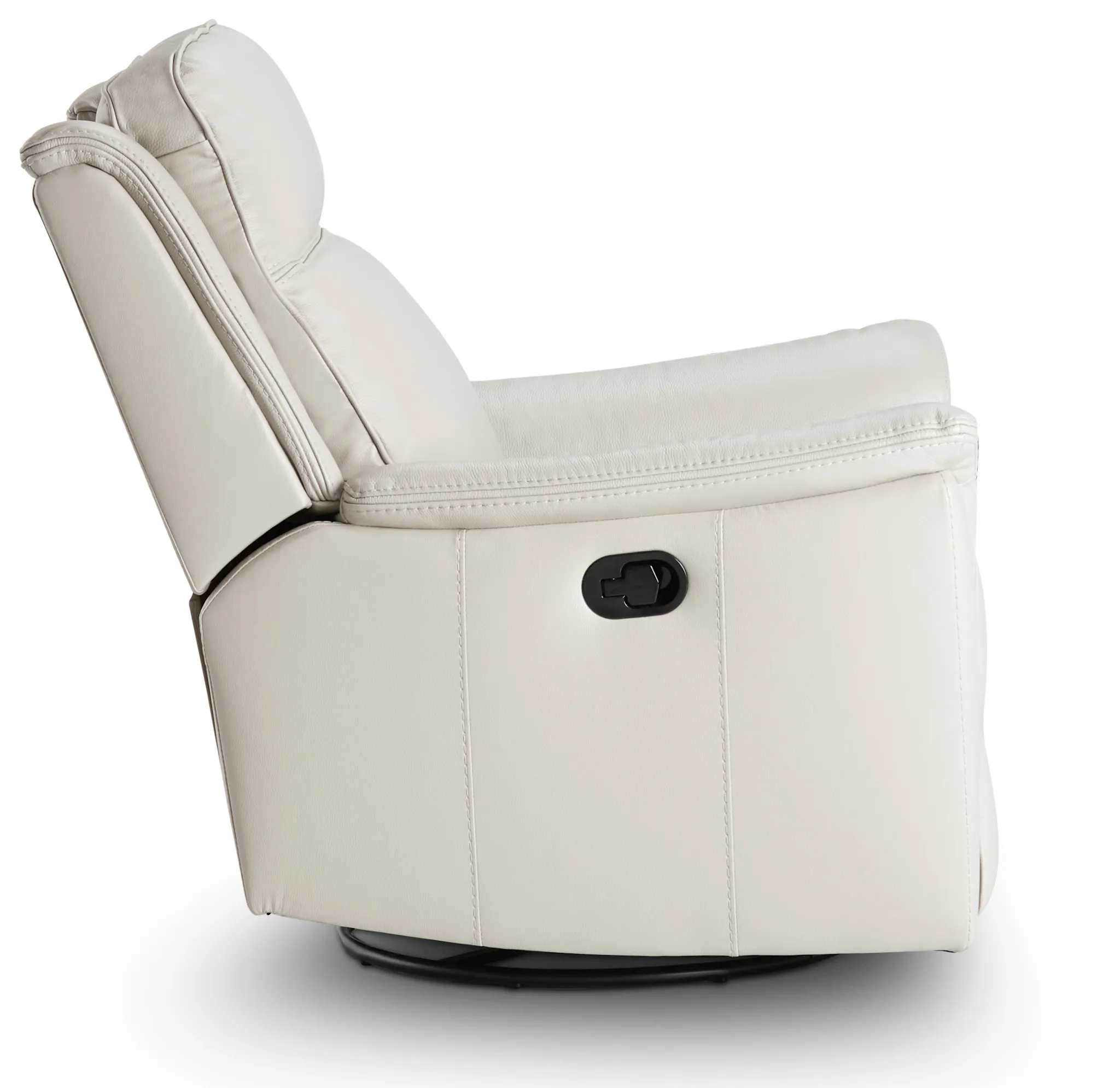 Aiden Light Gray Leather Swivel Glider Recliner