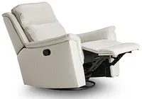 Aiden Light Gray Leather Swivel Glider Recliner