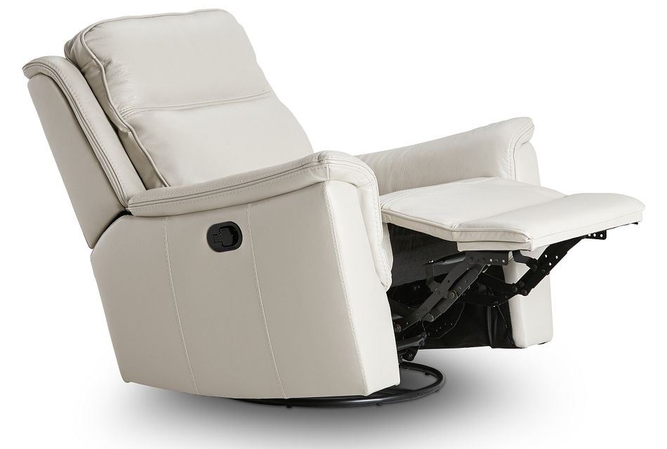 Aiden Light Gray LEATHER Swivel Glider Recliner, (1)