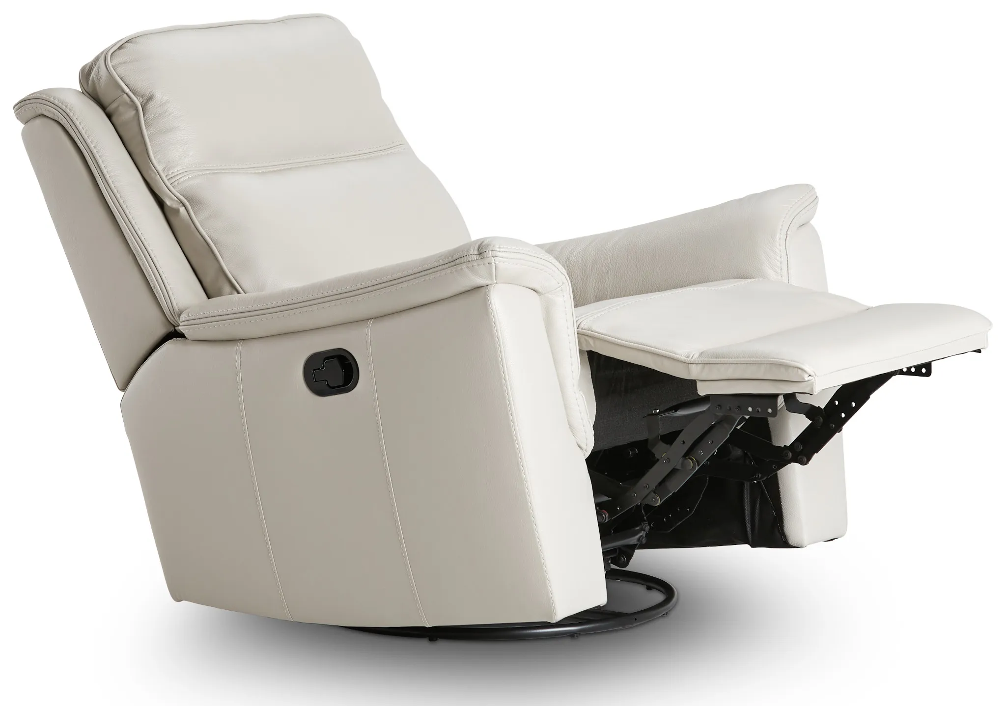 Aiden Light Gray Leather Swivel Glider Recliner