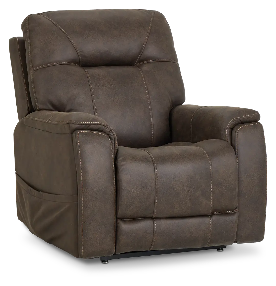 Akron Dark Brown Micro Power Lift Recliner With Power Lumbar Akron Dark Brown Micro Power Lift Recliner With Power Lumbar