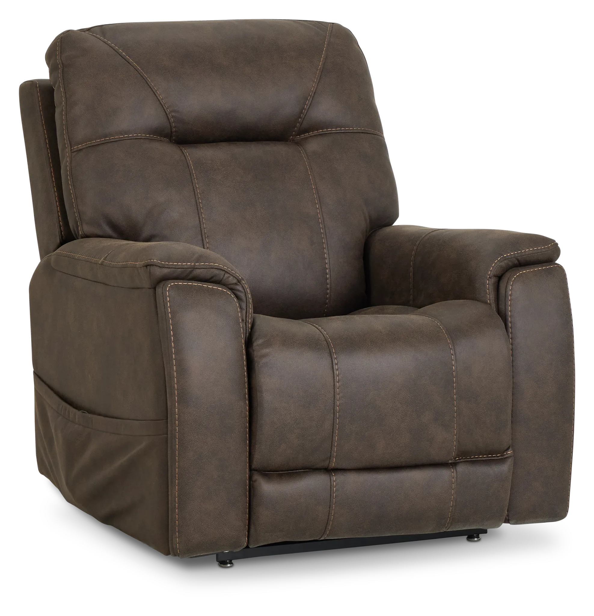 Akron Dark Brown Micro Power Lift Recliner With Power Lumbar