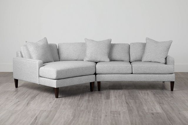 Morgan Light Gray Fabric Left-arm Cuddler Sectional With Wood Legs (0)