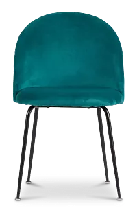 Capri Dark Teal Velvet Upholstered Side Chair W/ Black Legs