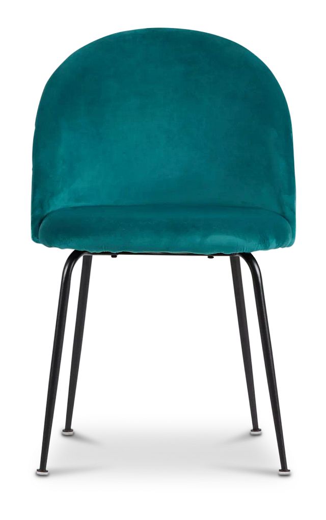 Capri Dark Teal Upholstered Side Chair W/ Black Legs