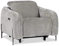 Zuri Gray Velvet Power Recliner With Power Headrest