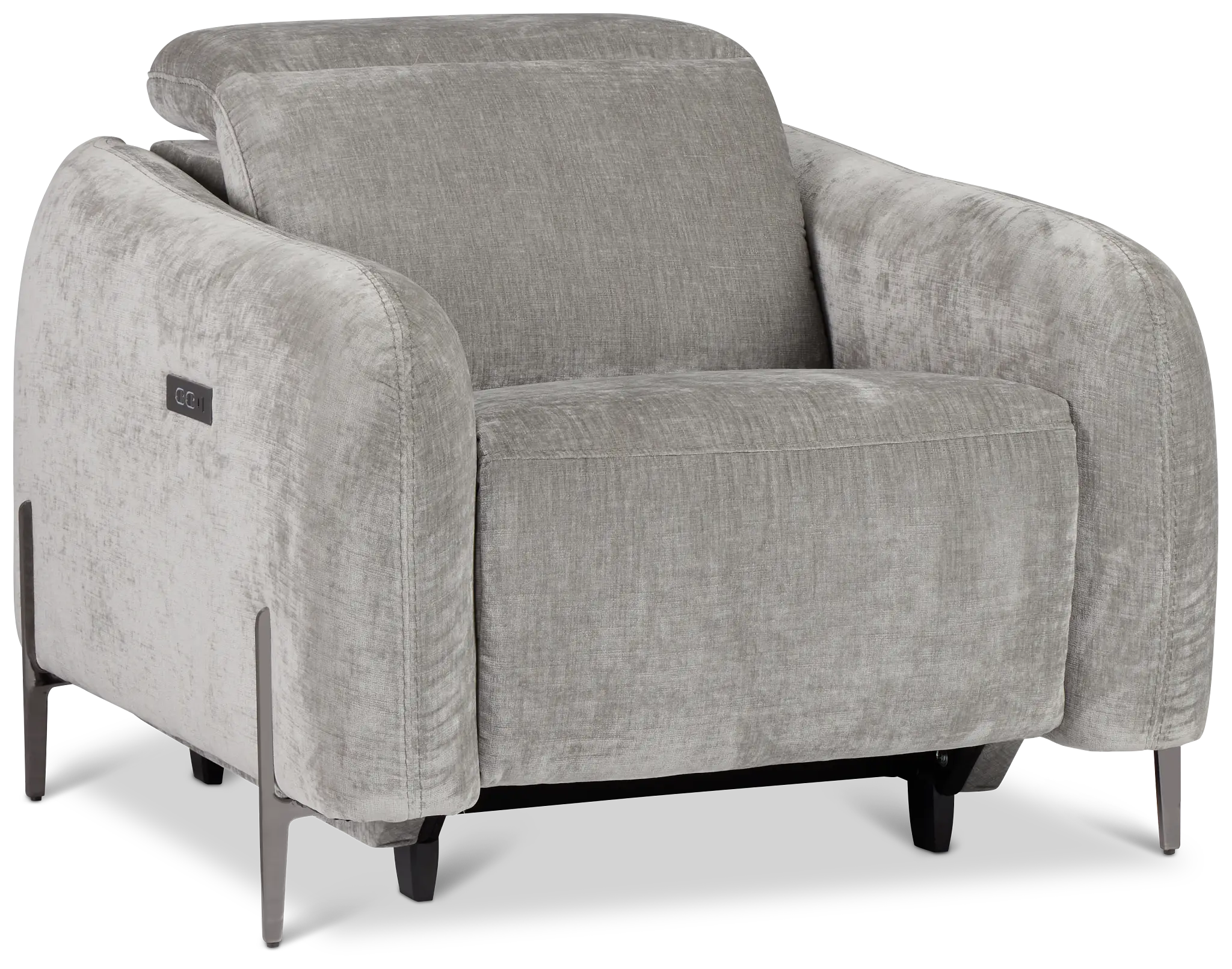 Zuri Gray Velvet Power Recliner With Power Headrest Zuri Gray Velvet Power Recliner With Power Headrest