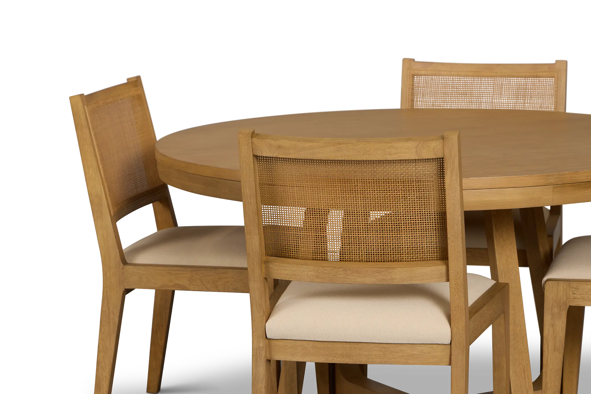 Pacific Light Tone Round Table & 4 Upholstered Chairs Pacific Light Tone Round Table & 4 Upholstered Chairs