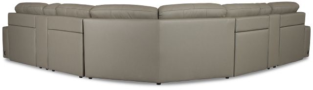 Rudy Gray Lthr/vinyl Large Tri Power 2 Arm Extension Chaise Sectional