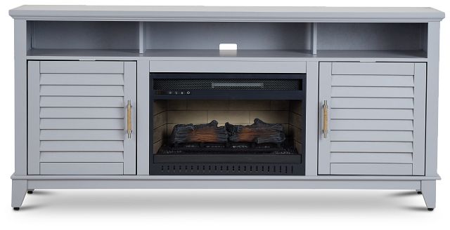 Cape May Light Gray 72" Tv Stand With Fireplace Insert