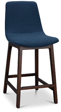 Hamilton Dark Blue Fabric 24" Upholstered Barstool