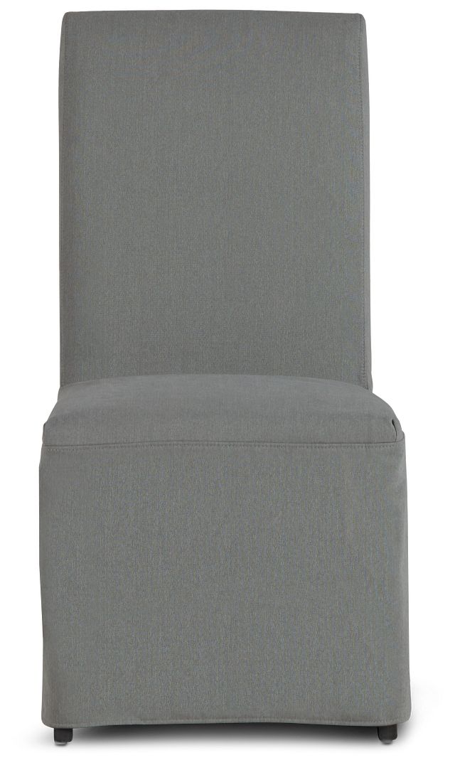 Destination Light Gray Long Slipcover Chair With Dark-tone Leg