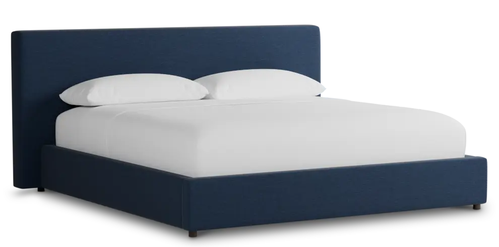 Grayton Peyton Dark Blue 44" Upholstered Platform Bed Grayton Peyton Dark Blue 44" Upholstered Platform Bed