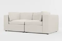 Destin Suave Beige Fabric 2-piece Modular Sofa