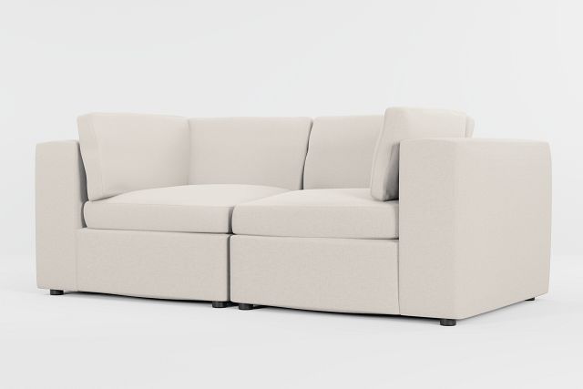 Destin Suave Beige Fabric 2 Piece Modular Sofa