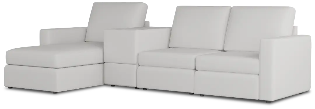 Citymod White Fabric Small Left Chaise Sectional With Storage Console Citymod White Fabric Small Left Chaise Sectional With Storage Console