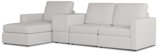 Citymod White Fabric Small Left Chaise Sectional With Storage Console