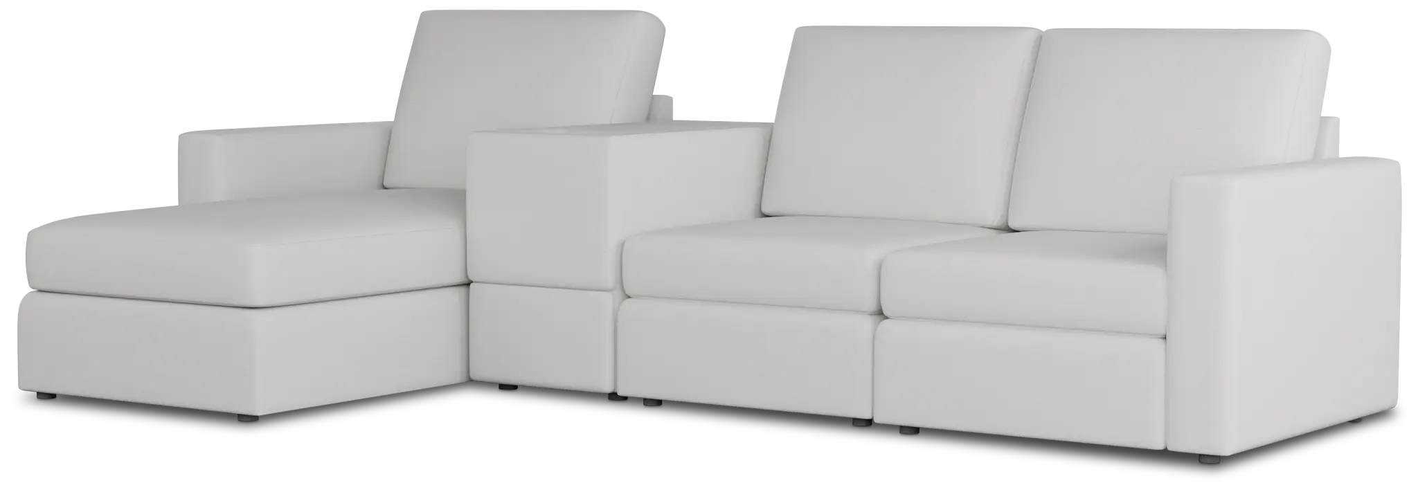 Citymod White Fabric Small Left Chaise Sectional With Storage Console Citymod White Fabric Small Left Chaise Sectional With Storage Console