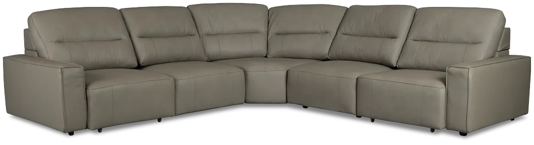 Rudy Gray Lthr/vinyl Small Two Arm Power Extension Chaise Sectional