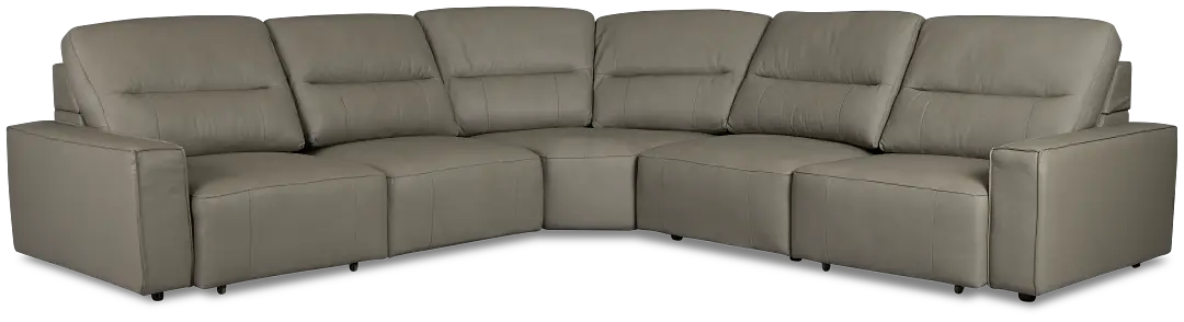 Rudy Gray Lthr/vinyl Small Two Arm Power Extension Chaise Sectional Rudy Gray Lthr/vinyl Small Two Arm Power Extension Chaise Sectional