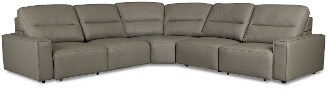 Rudy Gray Lthr/vinyl Small Two Arm Power Extension Chaise Sectional