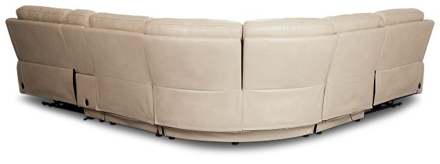 Benji Light Beige Lthr/vinyl Medium Dual Power 2-arm Reclining Sectional