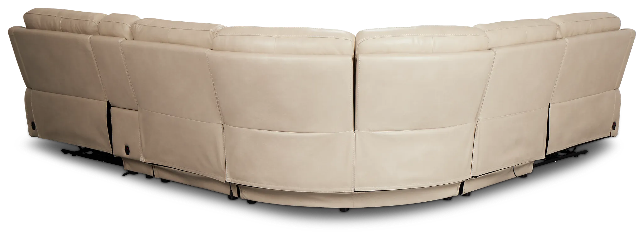 Benji Light Beige Lthr/vinyl Medium Dual Power 2-arm Reclining Sectional