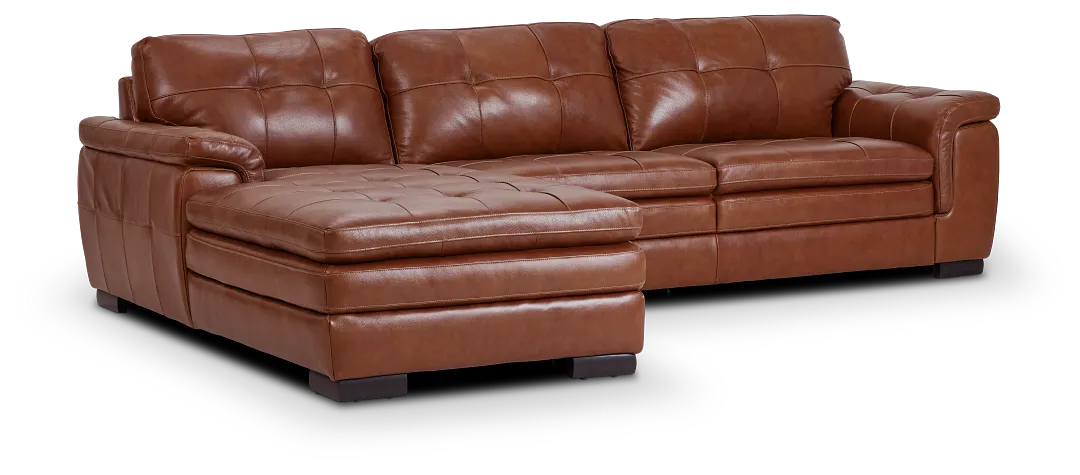Braden Medium Brown Leather Small Left Chaise Sectional