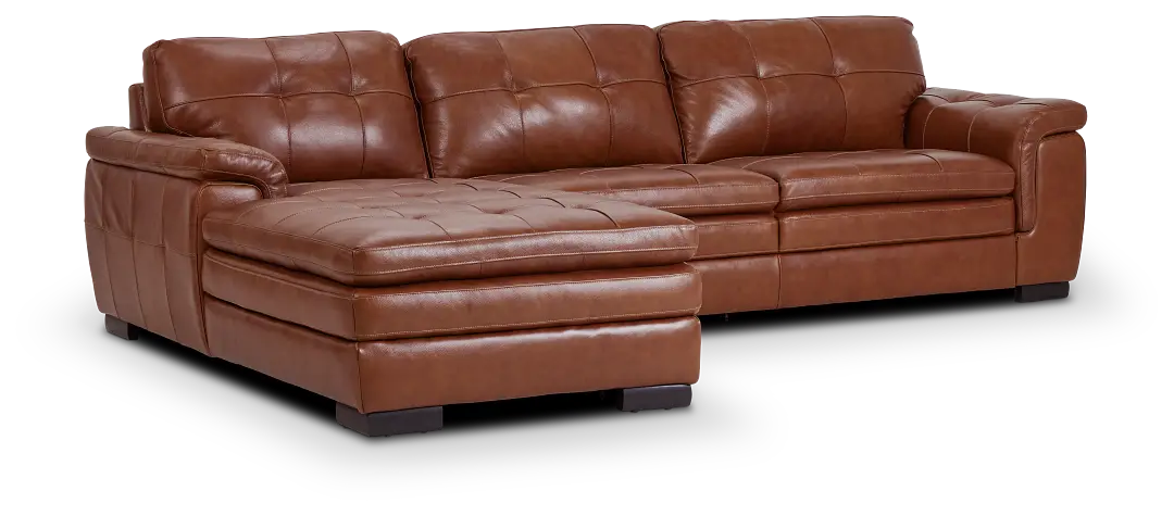Braden Medium Brown Leather Small Left Chaise Sectional Braden Medium Brown Leather Small Left Chaise Sectional