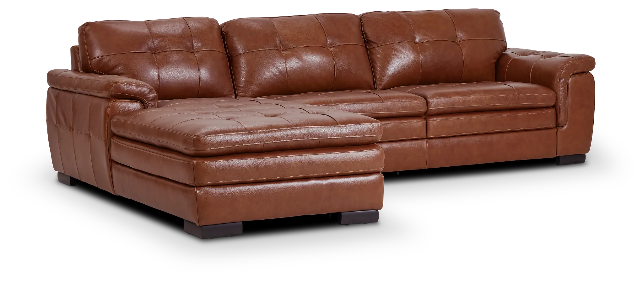 Braden Medium Brown Leather Small Left Chaise Sectional