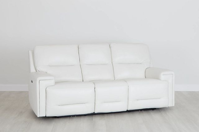 Porto White Lthr/vinyl Power Reclining Sofa