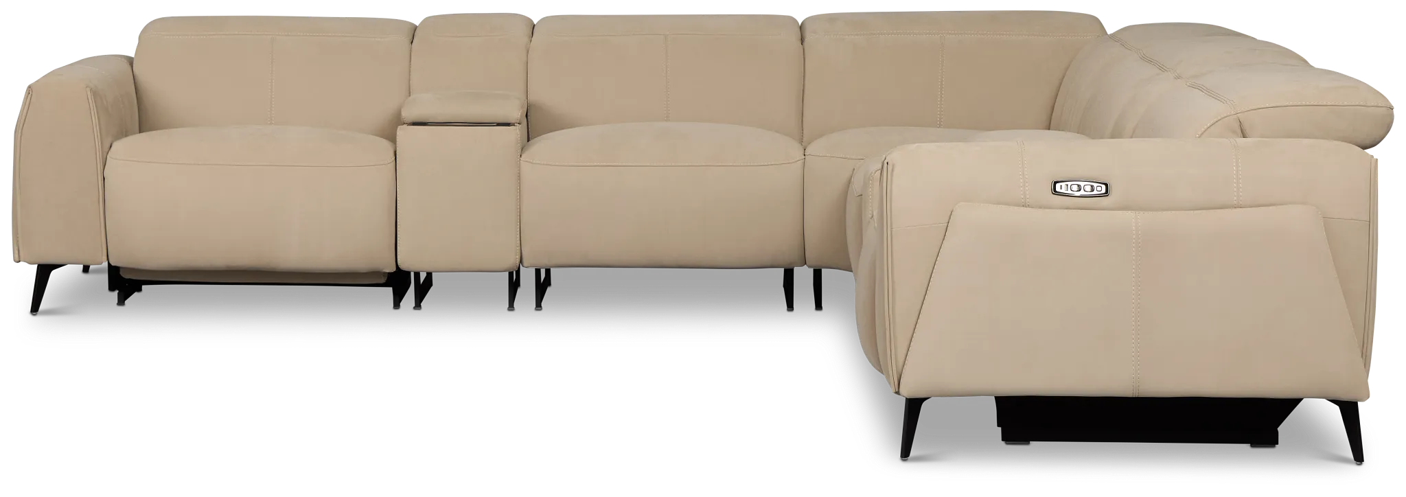 Reyna Beige Micro Large Dual Power Reclining Two-arm Sectional